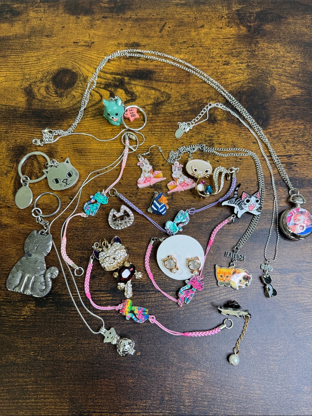 Kids Cat-Themed Jewelry Bundle in Pink, Purple, Blue
